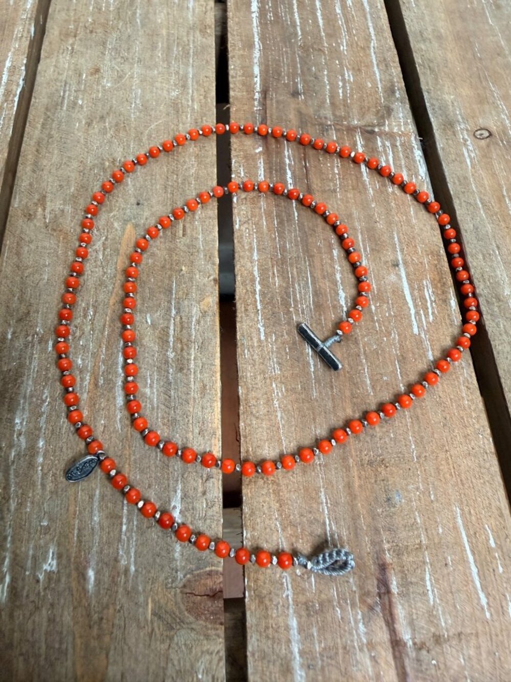 M.Cohen Red/ Orange Stone & .925 Sterling Silver Convertible Necklace / Wrap Bra